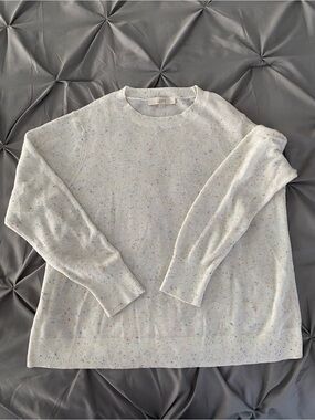 LOFT Cream Speckled Crewneck Sweater with Multicolor Flecks Size XL